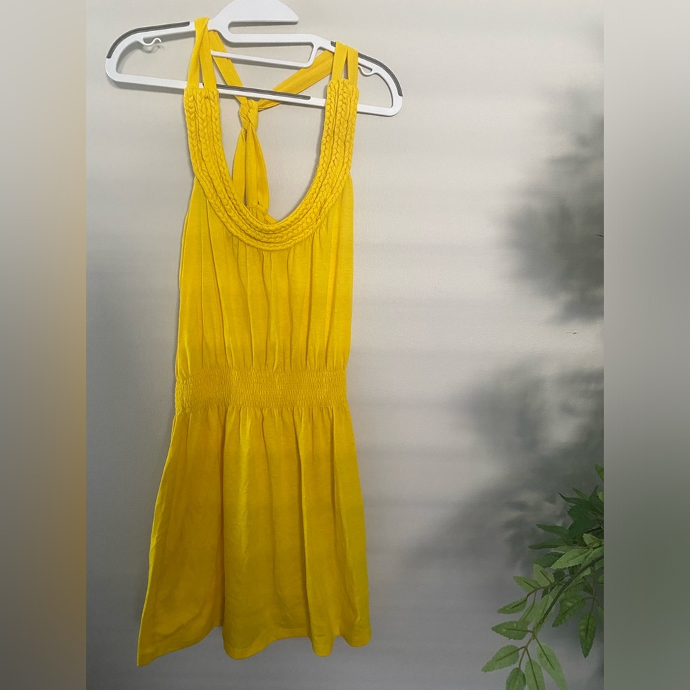 Pink Rose Vibrant Yellow Braided Halter
